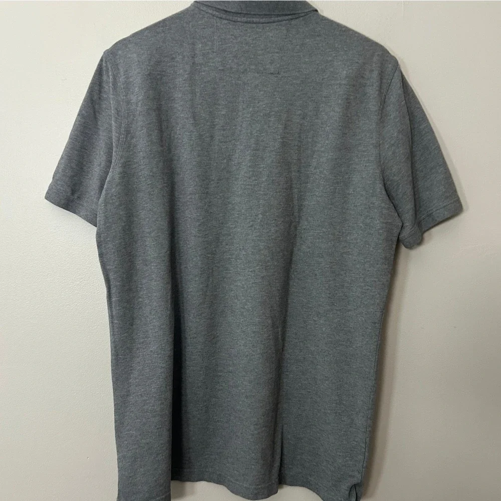 Banana Republic Polo Shirt Mens XL Tall Gray Standard Fit Textured‎ Knit Stretch